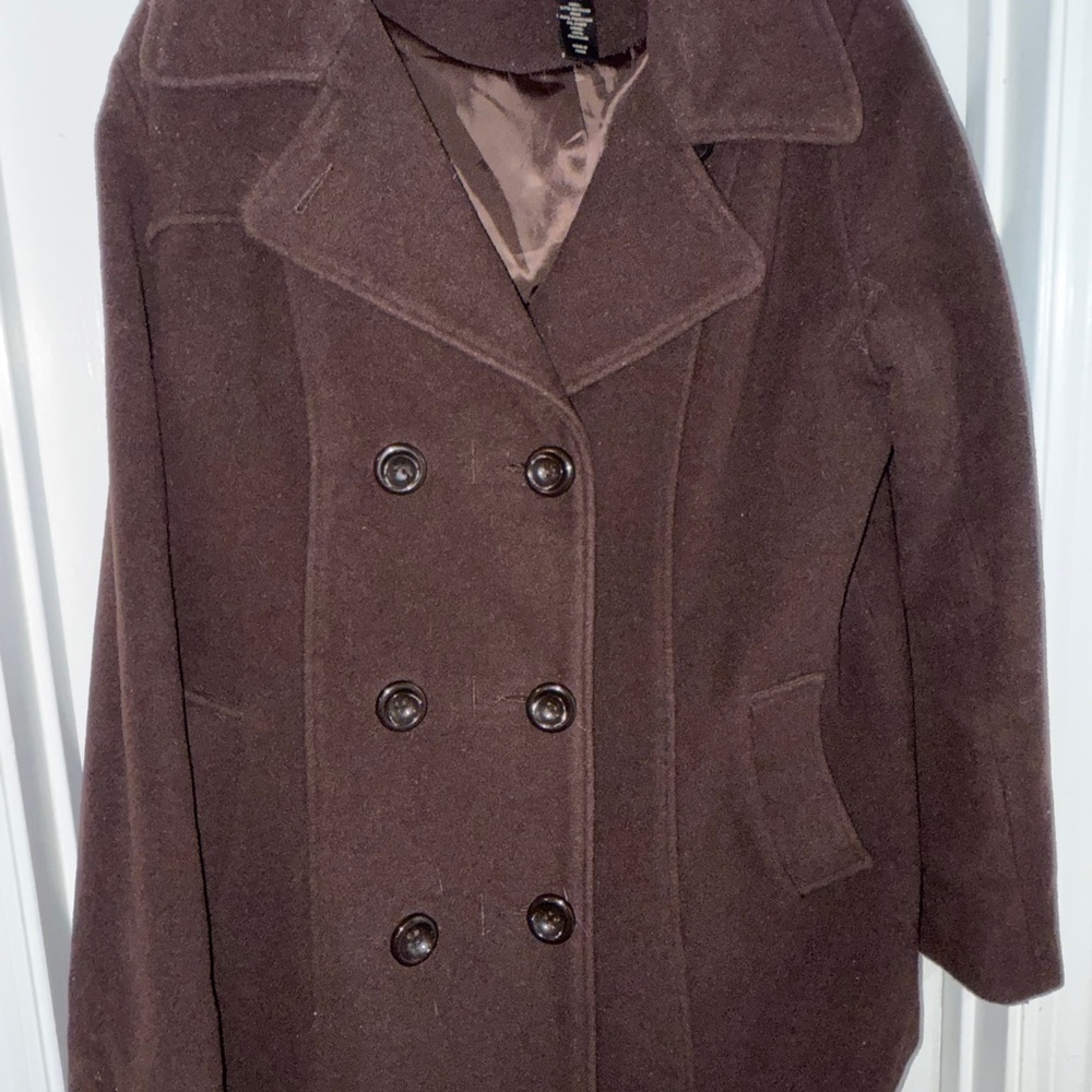 Lane Bryant Chocolate Double-Breasted Pea Coat